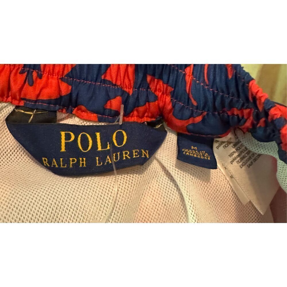 Polo Ralph Lauren mesh lined swim trunks red/blue safari animal print sz M - Picture 4 of 4
